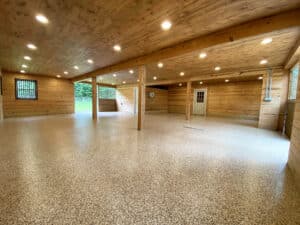 Large garage with wood finish