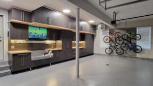 OGI garage with bikes hanging